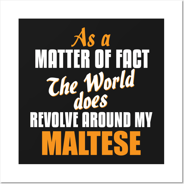 Actually the World Revolves Around My Maltese T-Shirt Wall Art by A Magical Mess